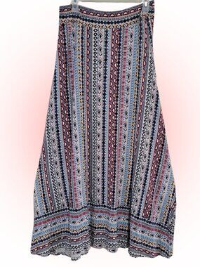 SOFT & COMFY BOHO TRIBAL PRINT MAXI SKIRT EUC L